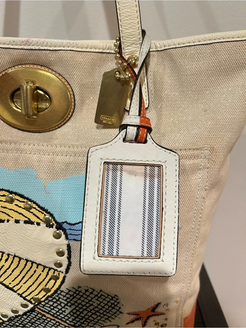 Coach Pierre Le-Tan Beach Umbrella Canvas Tote (Style# 14962) limited-edition